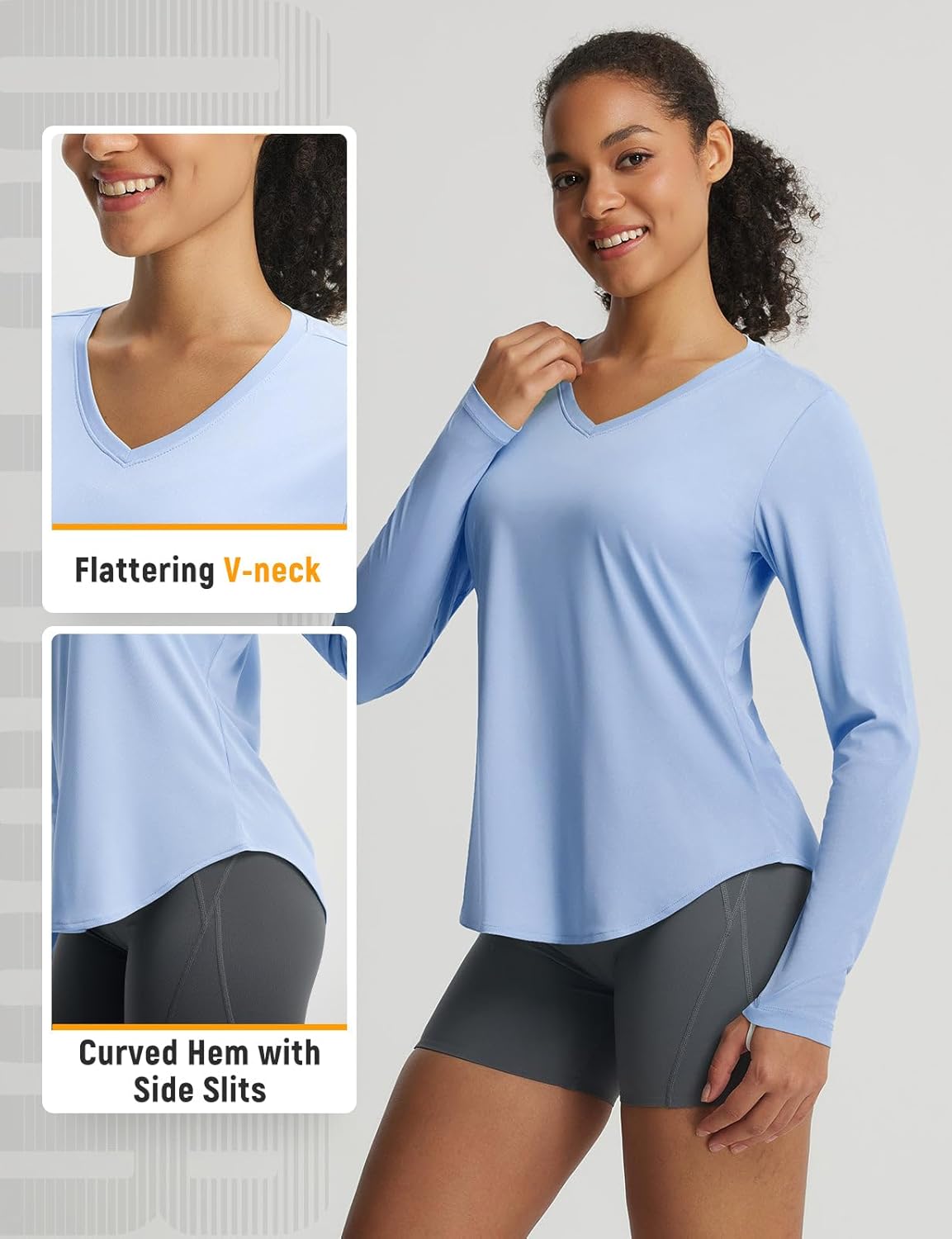 baleaf Womens Sun Shirts UPF 50+ UV Protection Long Sleeve V Neck Lightweight Breathable Quick Dry Tops Hiking Running - Image 6