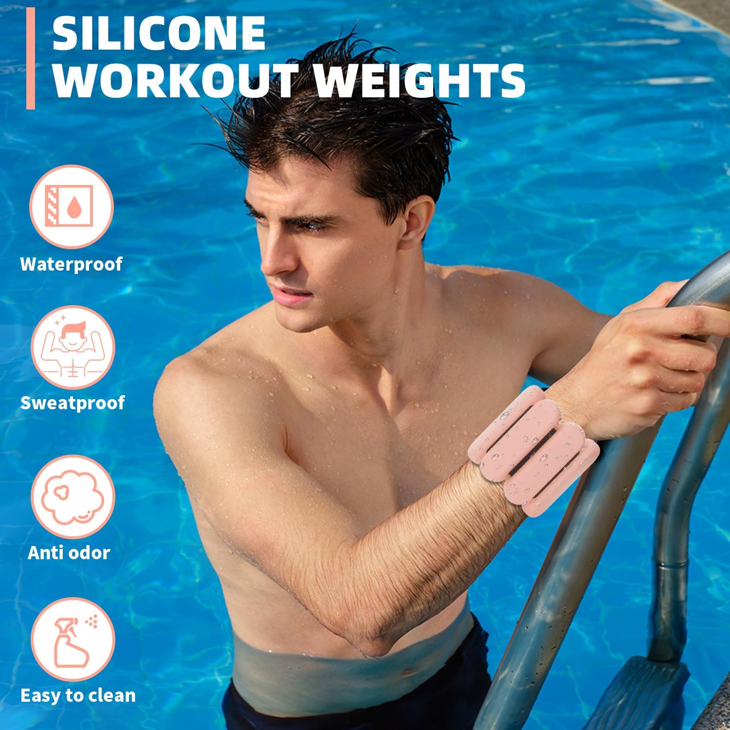 YOVKOK Adjustable Ankle Weights for Women Men,Wrist Weights set for Walking Running,1 Pair (1Lbs Each) Silicone Workout Weights for gym fitness, Jogging,yoga,pilates,strength training,physical therapy - Image 7