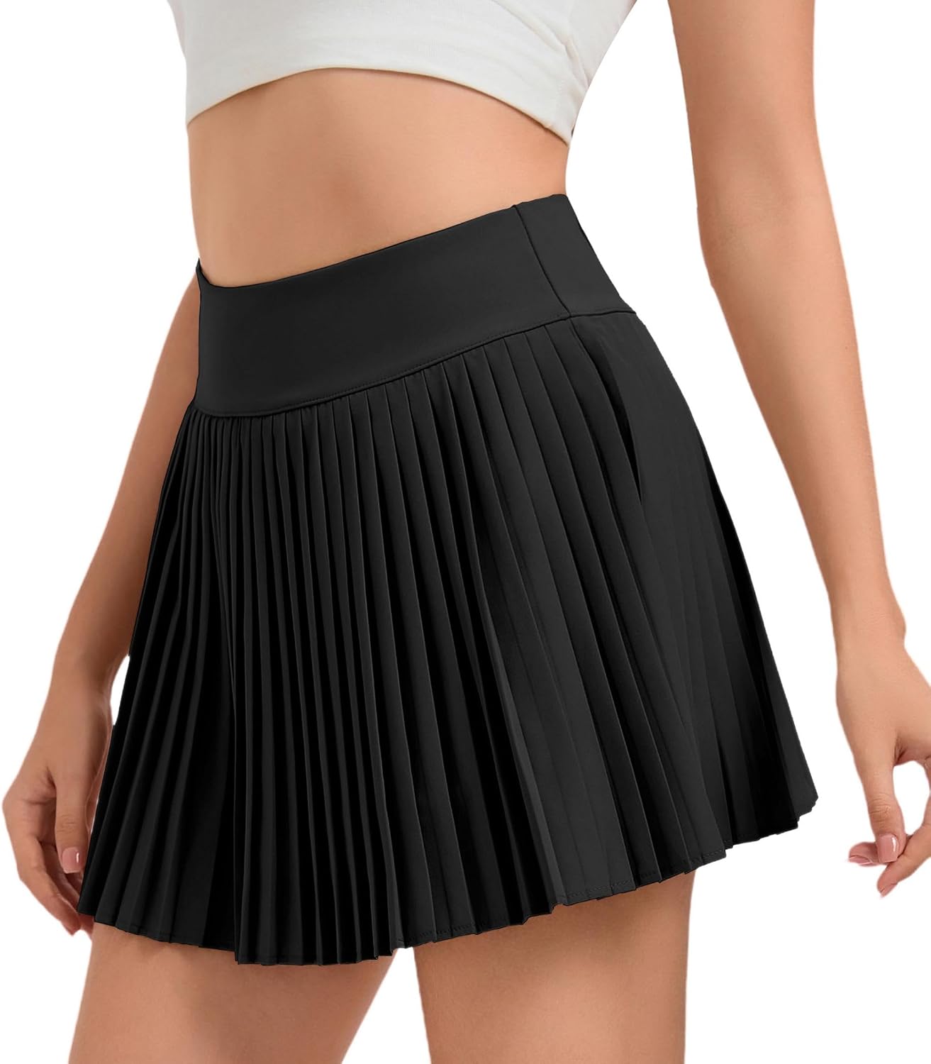 Jhsnjnr Pleated Skort for Women Athletic Summer Skorts with Shorts Pockets High Waisted Golf Tennis Skirt