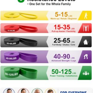 Renoj Resistance Bands for Working Out, 5 Levels Pull Up Assistance Bands Set for Workout, Exercise, Home Gym & Strength Training