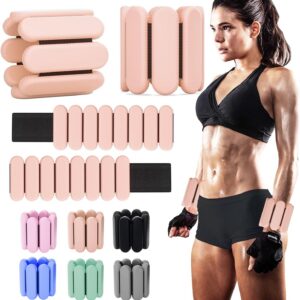 YOVKOK Adjustable Ankle Weights for Women Men,Wrist Weights set for Walking Running,1 Pair (1Lbs Each) Silicone Workout Weights for gym fitness, Jogging,yoga,pilates,strength training,physical therapy