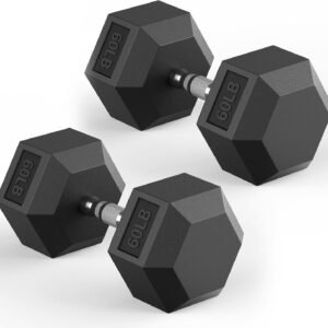 HANDBODE Hex Dumbbell 30-570 lb Dumbbell set, Rubber Encased Exercise & Fitness Dumbbells, Hand Weight for Strength Training