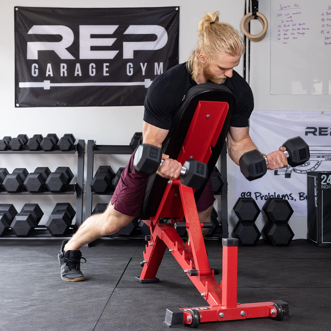 REP Fitness Rubber Hex Dumbbell Set, Adjustable Weight Pairs, Home Gym Equipment, Strength Training For Men Women, Black Coated Grips, Workout Rack Storage Optional, Heavy Lb Free Weights - Image 5