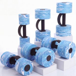 Lewtemi 6 Pcs Water Weights Pool Exercise Set, Aqua Exercise Dumbbells with Handle Strips, High-density Eva-foam Dumbbells for Water Aerobics, Pool Fitness