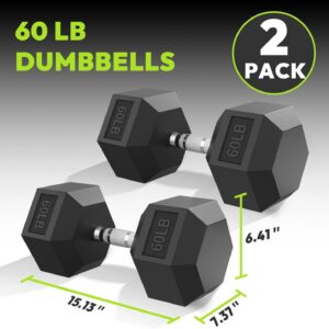 HANDBODE Hex Dumbbell 30-570 lb Dumbbell set, Rubber Encased Exercise & Fitness Dumbbells, Hand Weight for Strength Training