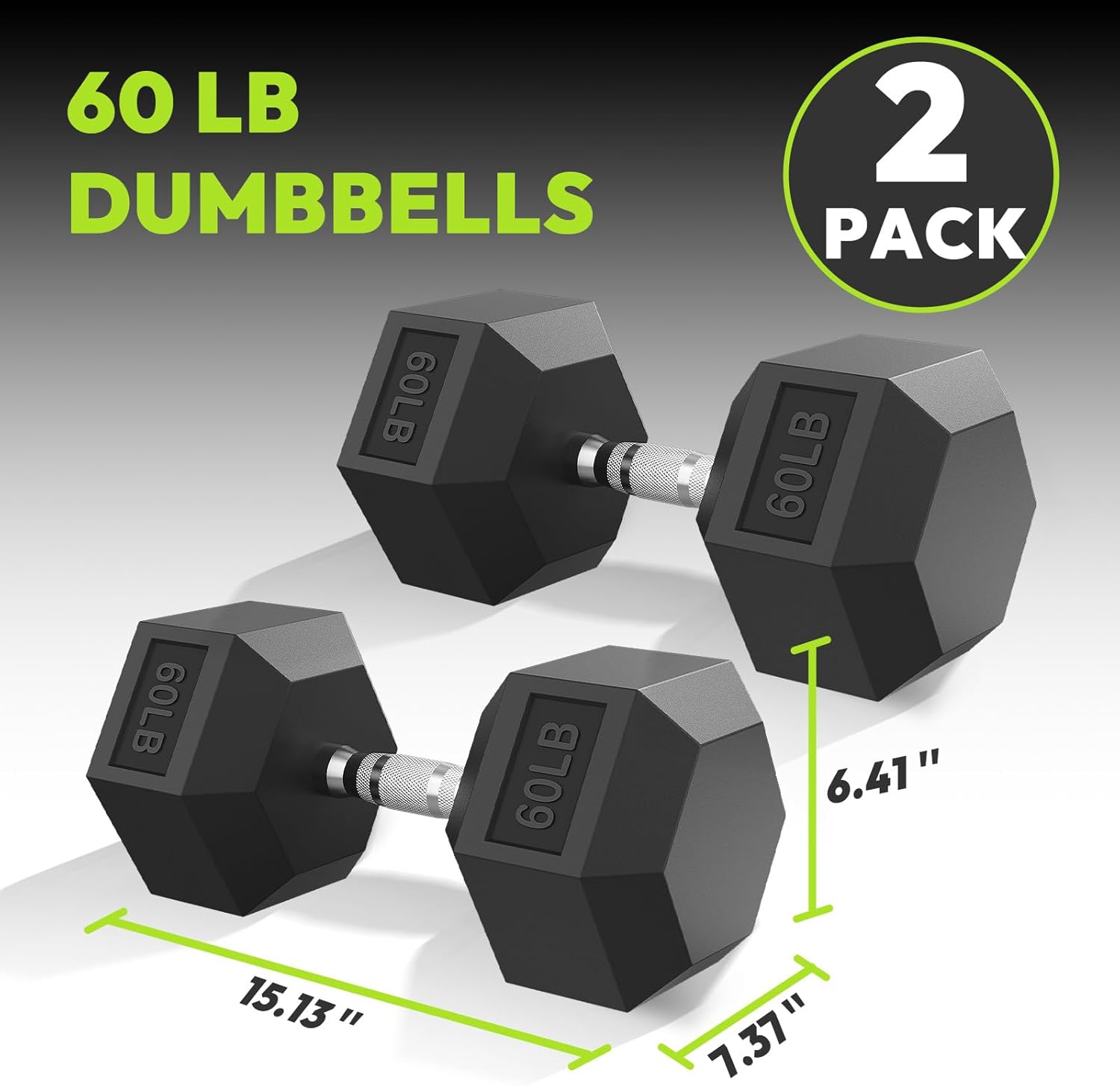 HANDBODE Hex Dumbbell 30-570 lb Dumbbell set, Rubber Encased Exercise & Fitness Dumbbells, Hand Weight for Strength Training - Image 2