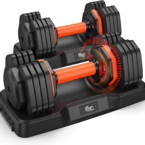 FLYBIRD Adjustable Dumbbell Set of 2, 110LB/50LB Weights Dumbbell Set for Home Gym Exercise & Fitness, Fast Change Weights with Anti-Slip Handle, Multiweight Options for Full Body Workout
