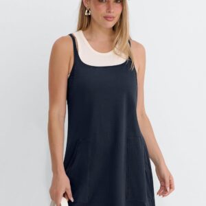 ANRABESS Women Athletic Tennis Dress 2026 Summer Square Neck Active Romper Built in Shorts Casual Athleisure Mini Dresses
