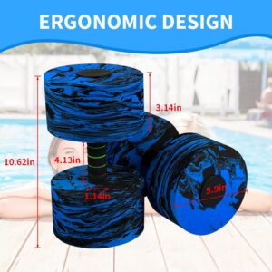 Aquatic Exercise Dumbbell Set of 2 for Water Aerobics, High-Density EVA-Foam Water Weights, Pool Fitness Equipment for Unisex Adults