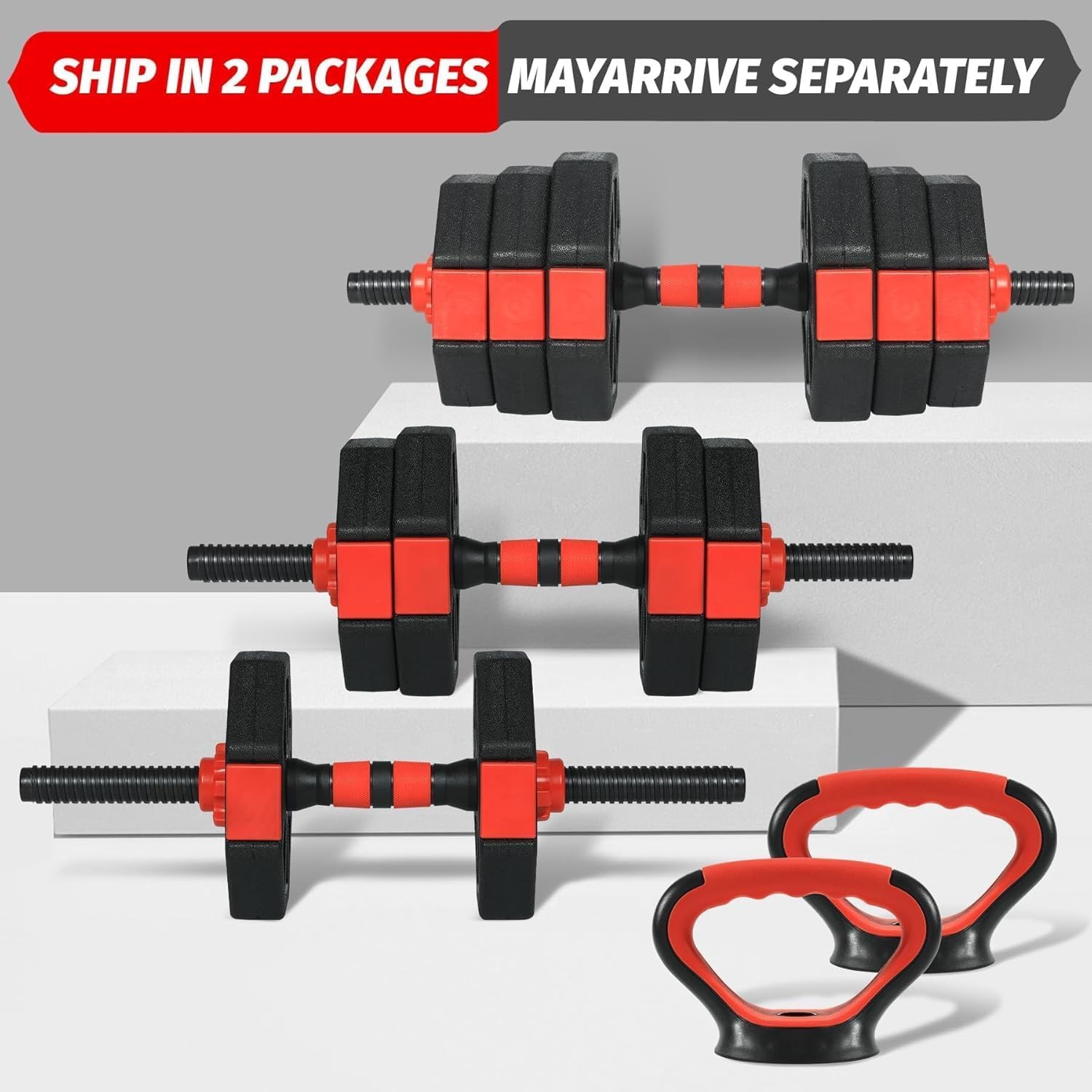 Adjustable Dumbbell Set, 44/66/88Lbs 4-in-1 Free Weights for Home Gym, Converts to Kettlebell & Barbell with Connector, Non-Slip Grip, Ideal for Men & Women Strength Training - Image 4