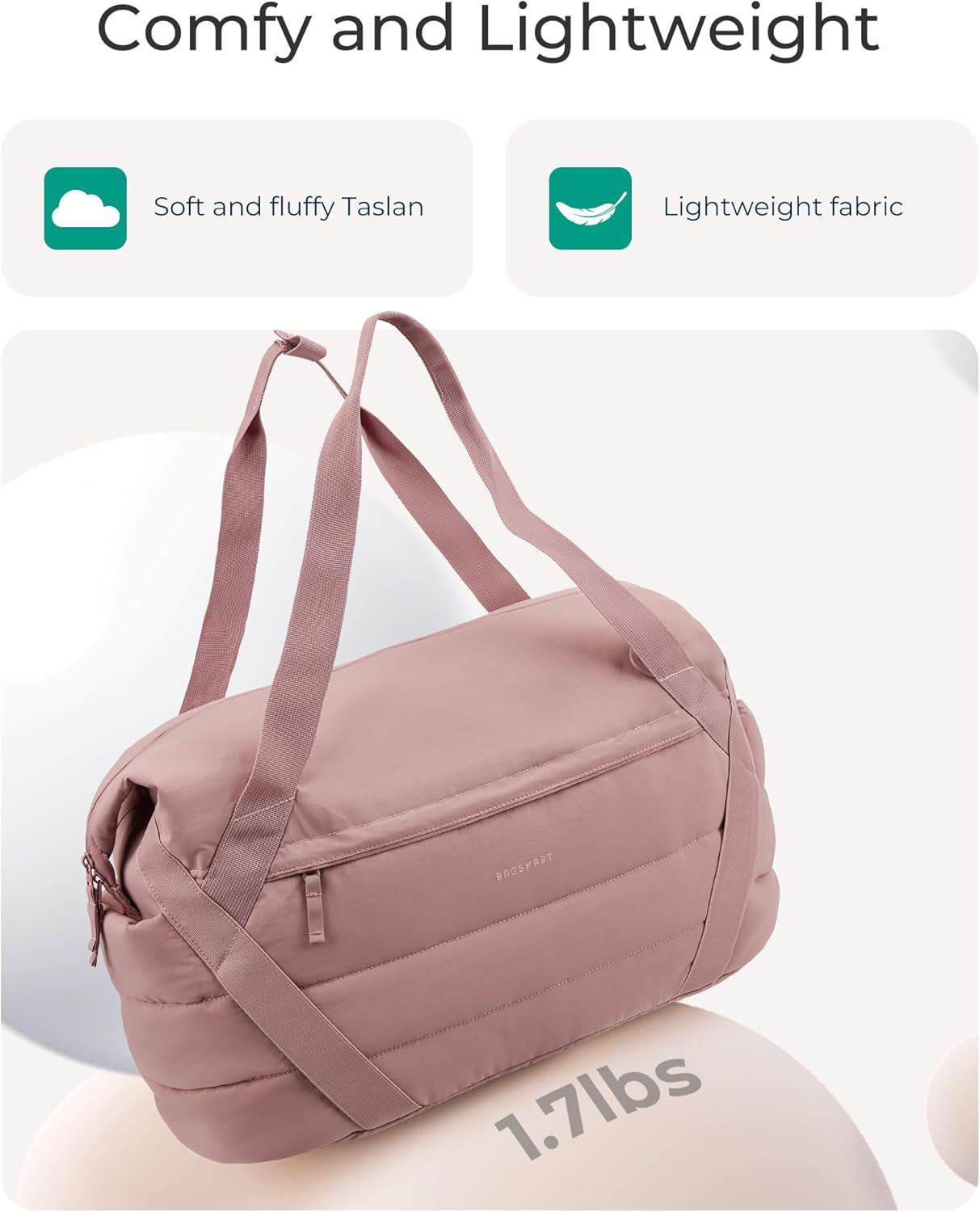 BAGSMART Gym Bag for Women, Weekender Travel Bag with Trolley Sleeve, Sports Duffel Bag with Yoga Mat Holder, Gym Tote Bag for Workout Sport Travel Swimming Yoga - Image 4
