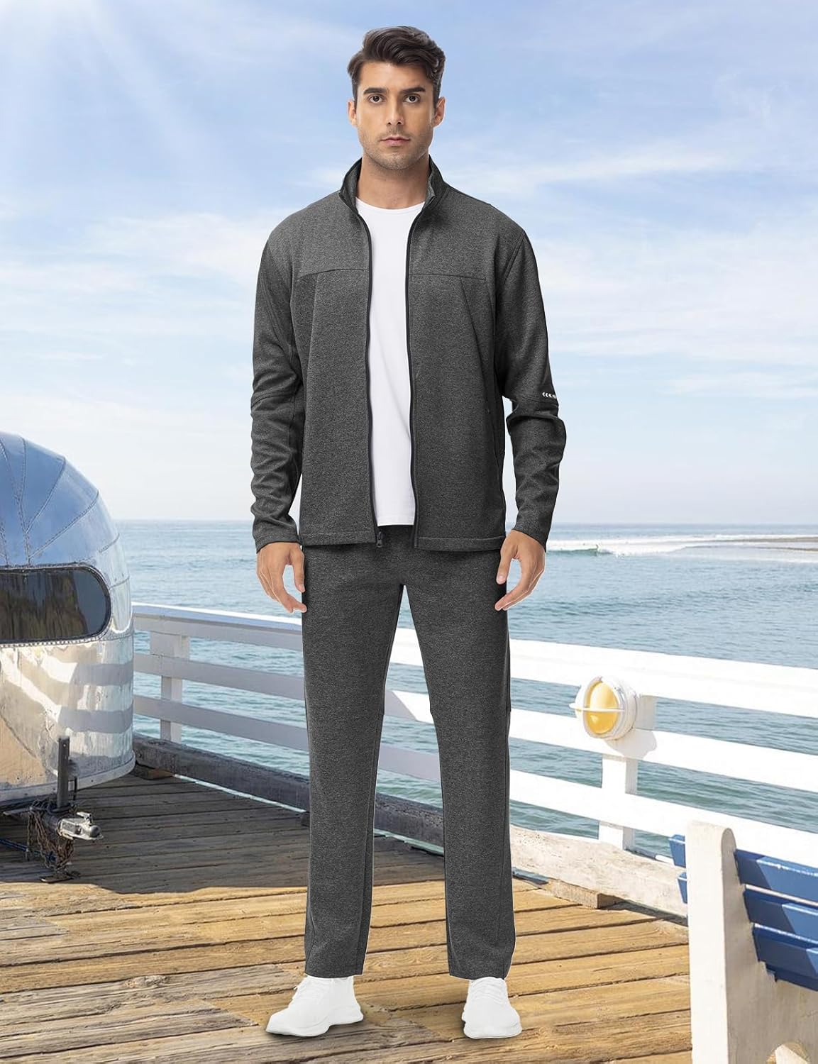 BGOWATU Men's Tracksuits 2 Piece Running Sports Sweatsuits For Men Full Zip Athletic Jackets and Pants Outfits - Image 6