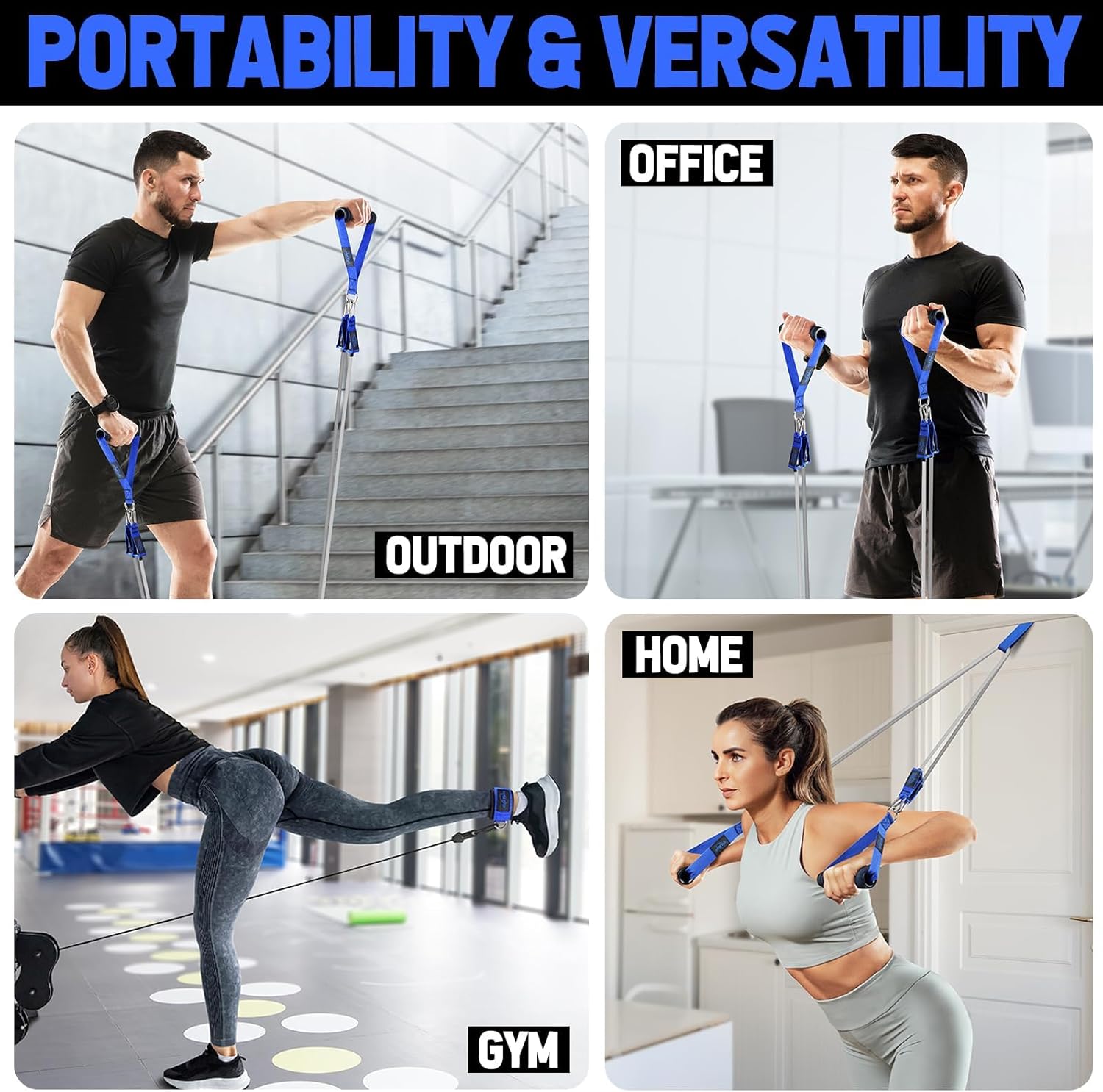 WALITO Resistance Bands Set - Exercise Bands with Handles, Door Anchor, Legs Ankle Straps, for Heavy Resistance Training, Physical Therapy, Muscle Training, Yoga, Home Workouts, Gym - Image 6