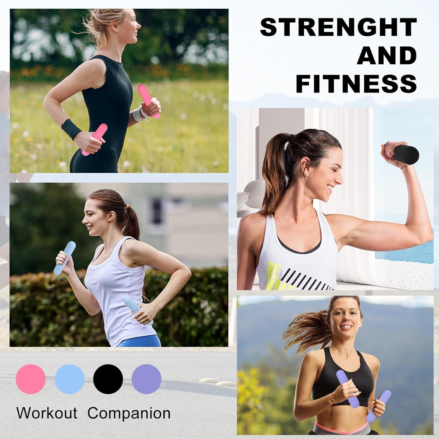 Dumbbell Hand Weight Bars for Women,3lbs Dumbbells Set of 2 or 1pcs Kettlebell Ring for Walking,Workout,Pilates,Strength Training, Gym,Running,Yoga, Dance, Aerobics, Cardio - Image 4