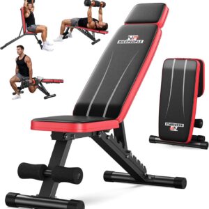 Nicepeople Adjustable Weight Bench up to 6.5”, Dual-Support Workout Bench & 10 Backrests for Chest Shoulders Arms for Home Gym, 660LBS Capacity but Compact and Foldable Strength Bench Apartment Room