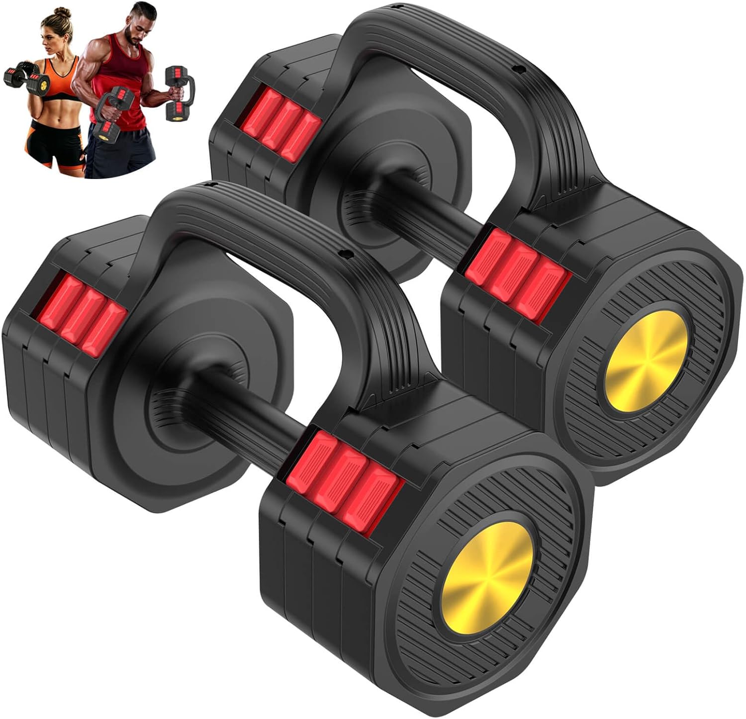 Adjustable Dumbbells Set with 4-Level Weights | Dual-Function, Quick-Adjustable Weights, Portable, Space-Efficient, for Men & Women, Multi-Scene Use