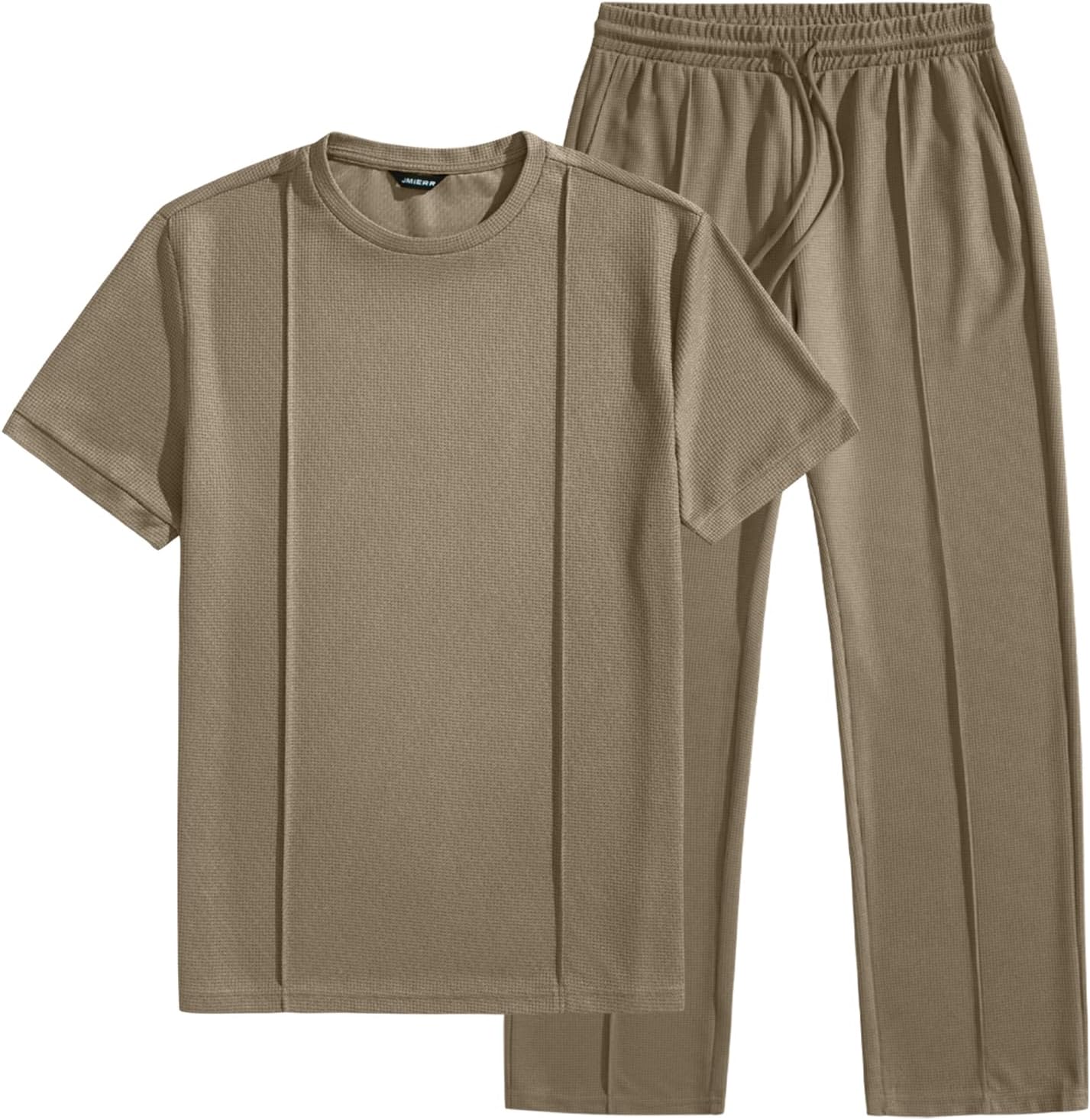 JMIERR Mens 2 Piece Sets Short Sleeve Shirts and Loose Pants Summer Textured Suits - Image 7