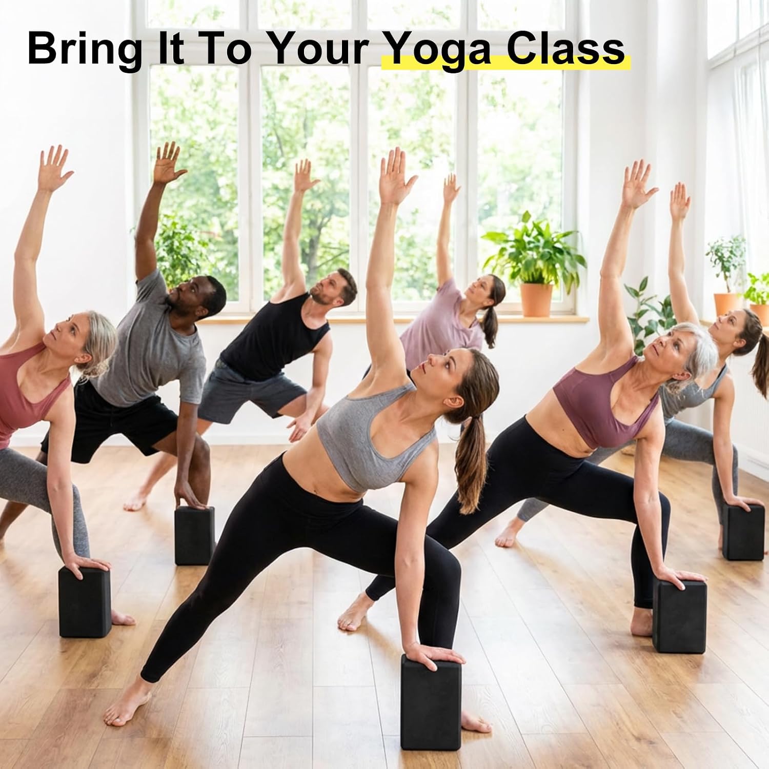 4 Pack Yoga Blocks 9 x 6 x 3 Inch Soft Eva Foam Lightweight Non Slip Yoga Props with Beveled Edges for Yogas Pilates Stretching Meditation (Black) - Image 4