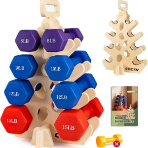 Dumbbell Rack Stand Only, Wooden 4-Tier Small Weight Holders for 5-15lbs Free Weights & Women, Compact A-Frame Hand Weight Rack for Home Gym Space Saving (Dumbbells Not Included)