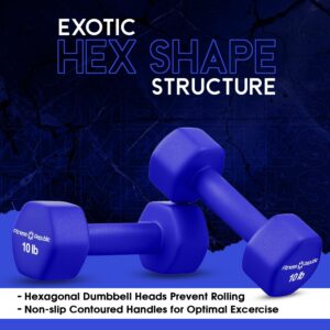 Fitness Republic Neoprene Dumbbell Set of 2, Non-Slip, Hex Shape, Free Weights for Muscle Toning and Strength Building – Portable Home Gym Hand Weights