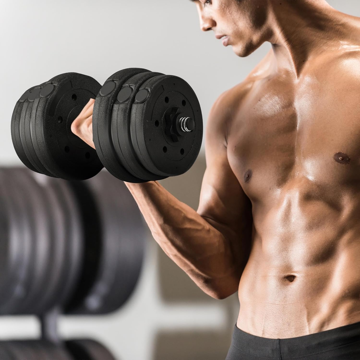 Yaheetech Adjustable Dumbbell Sets Free Weights for Women Men Beginner Dumbbells Changeable Home Gym Apartment Exercise & Fitness Equipment Black - Image 3