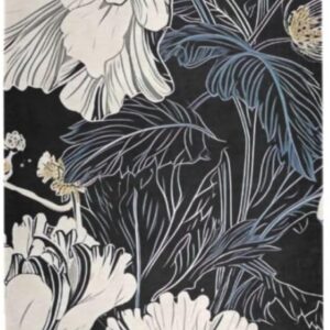 White Flowers Black Thin Yoga Mat with Bag Included, Non Slip Fitness Workout Mat, Foldable Suede Rubber Yoga Mat for Yoga Pilates and Fitness, 70.8″ L x 26″ W x 1mm
