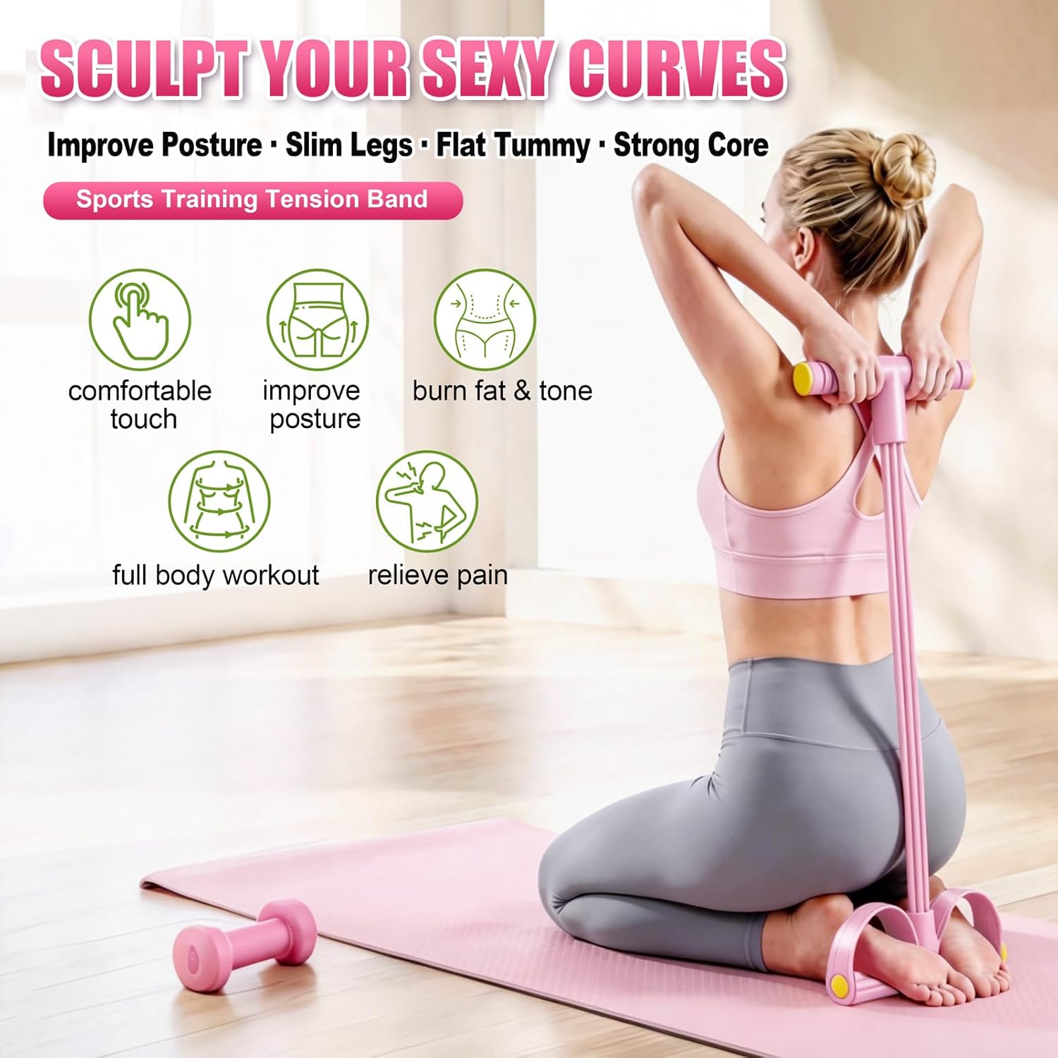 Foot Pedal Resistance Bands with Handles, 6-Tube Multifunction Exercise Bands, Durable Home Gym Fitness Equipment for Women & Men - Image 2