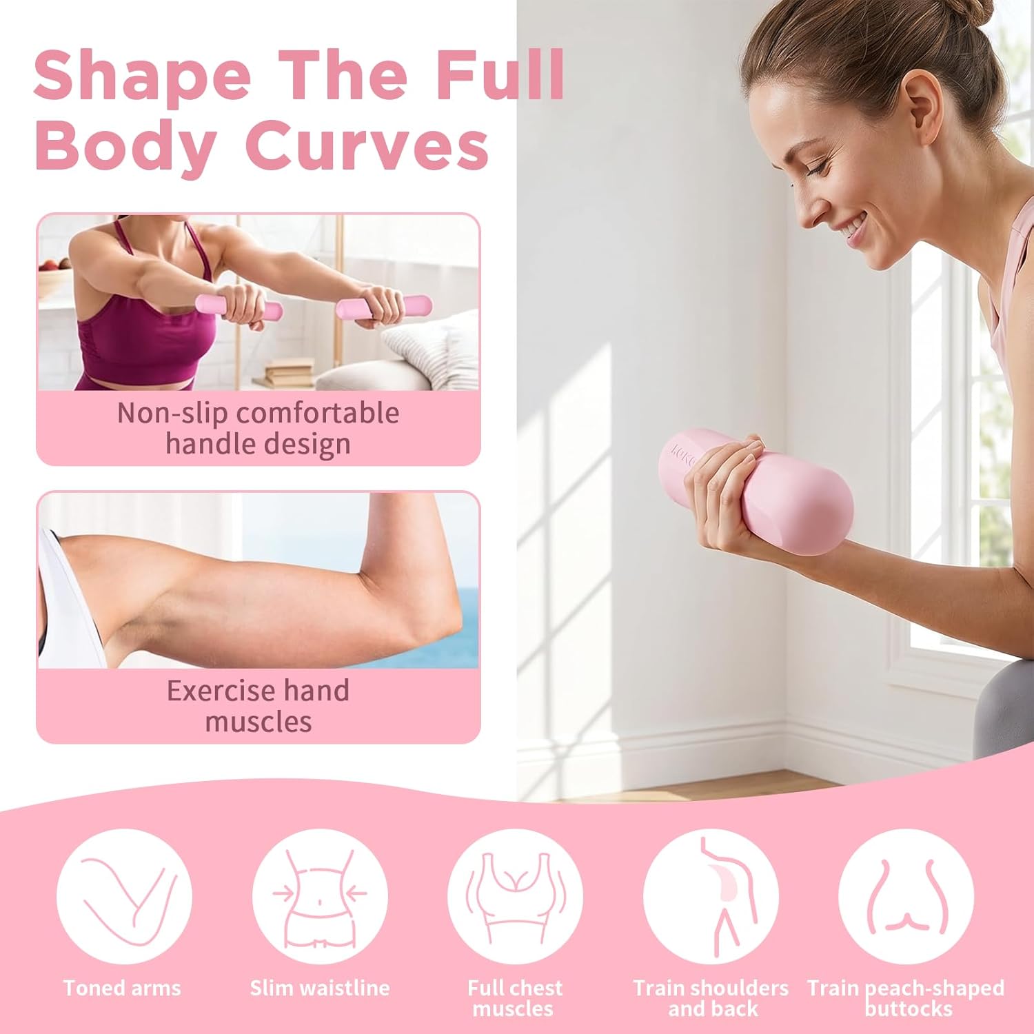 Dumbbell Set, Hand Weights For Women, 2.2lb Dumbbells Set of 2, Exercise & Fitness Dumbbells, Dumbbell Set for Walking, Yoga, Dance, Barre, Pilates, Cardio, Aerobics - Image 5