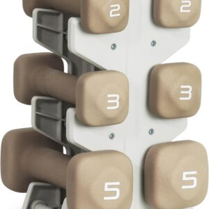 Tone Fitness Neoprene Dumbbell Set with Storage Rack – Non-Slip, Anti-Roll Hand Weights for Home Gym Workouts | 20 lb, 32 lb, 50 lb, 60 lb & 100 lb Options