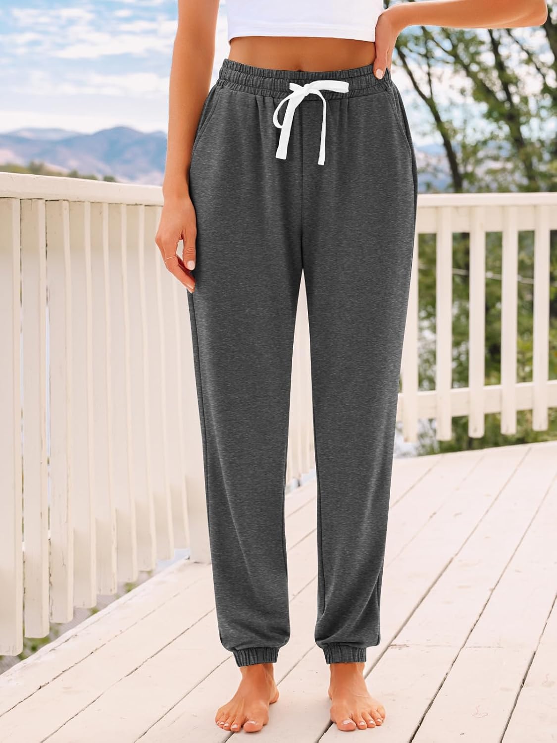 AUTOMET Women's High Waisted Lounge Sweatpants Jogger Pants with Pockets - Image 2