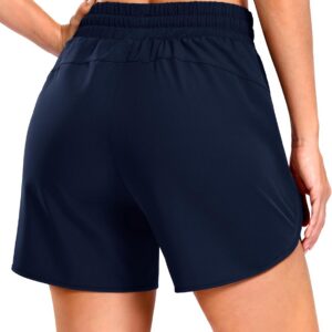 SANTINY Women’s 5” Running Shorts with 2 Zipper Pockets Lightweight Quick Dry Gym Workout Athletic Shorts for Women
