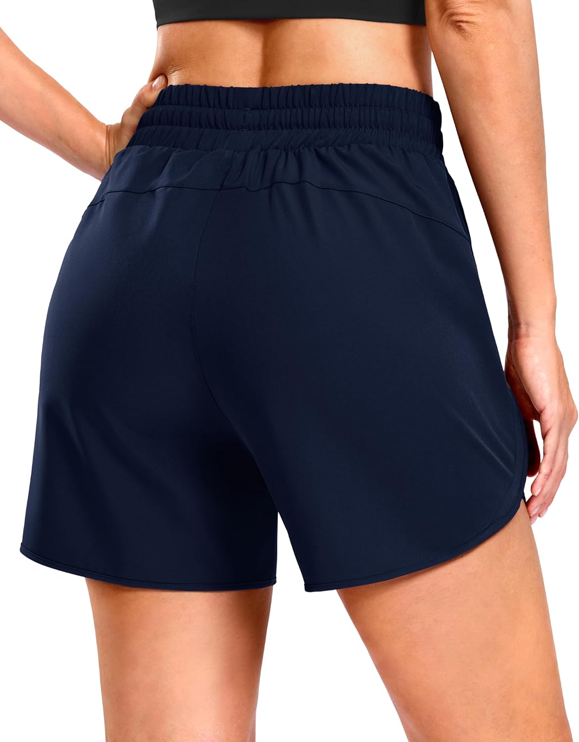 SANTINY Women's 5'' Running Shorts with 2 Zipper Pockets Lightweight Quick Dry Gym Workout Athletic Shorts for Women - Image 2