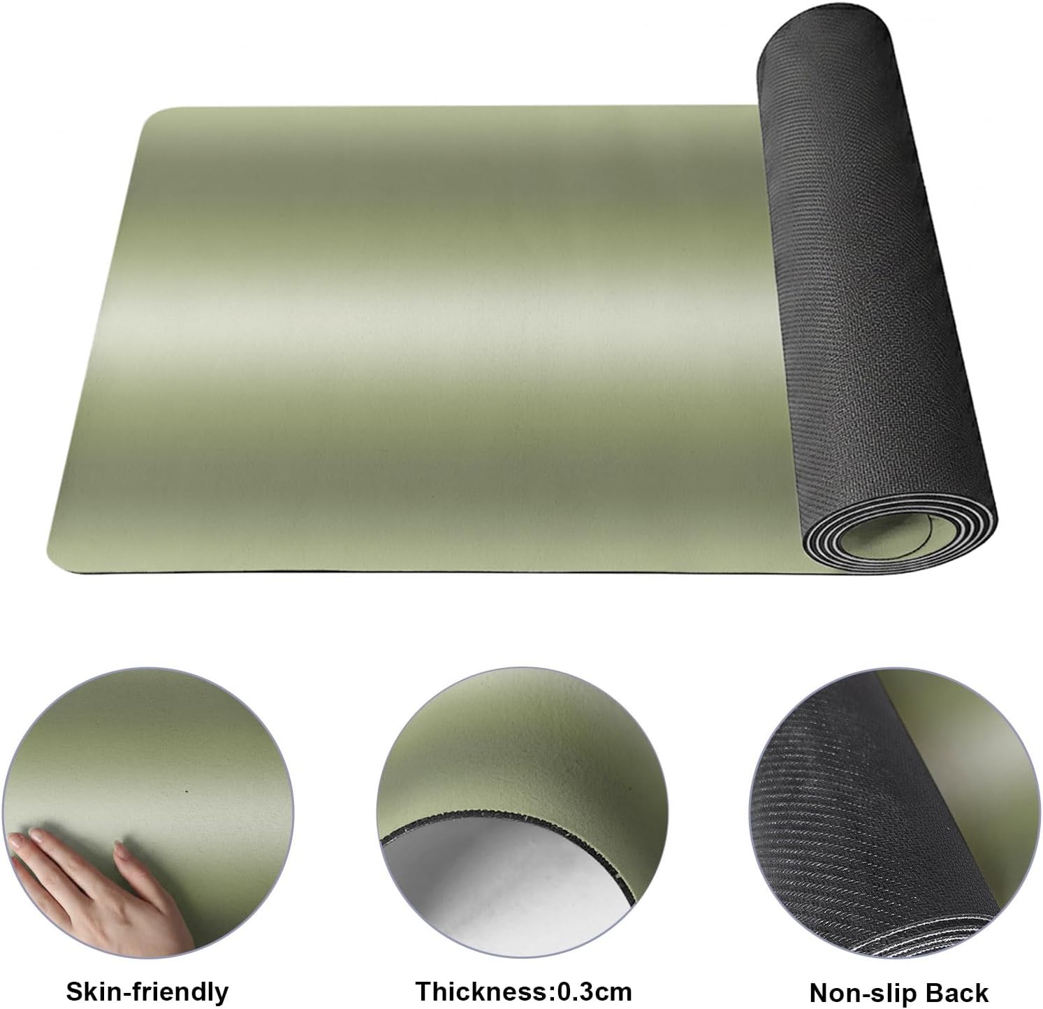 Yoga Mat Non Slip, Green Ombre Fitness Yoga Mats with Carrying Strap & Bag, Abstract Art Modern Gradient Women Workout Mats for Home Pilates Floor Exercises Travel - Image 2