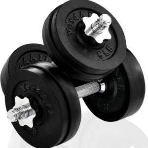 Yes4All 60lbs Pair Cast Iron Weights Adjustable Dumbbell Sets for Home Gym with Bars, Plates, Collars