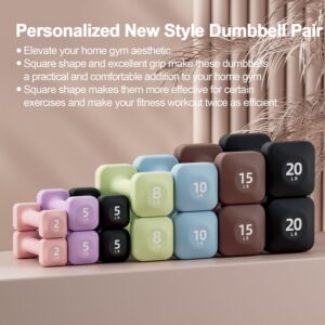 SafeGrip Square Dumbbells Weight, Non-Slip Grip & Anti-Roll Design, Heavy Duty Free Weights for Home Gym, Strength Training, Weight Lifting, HIIT Workouts – Thick Ergonomic Handle for Men & Women (2-20lbs)