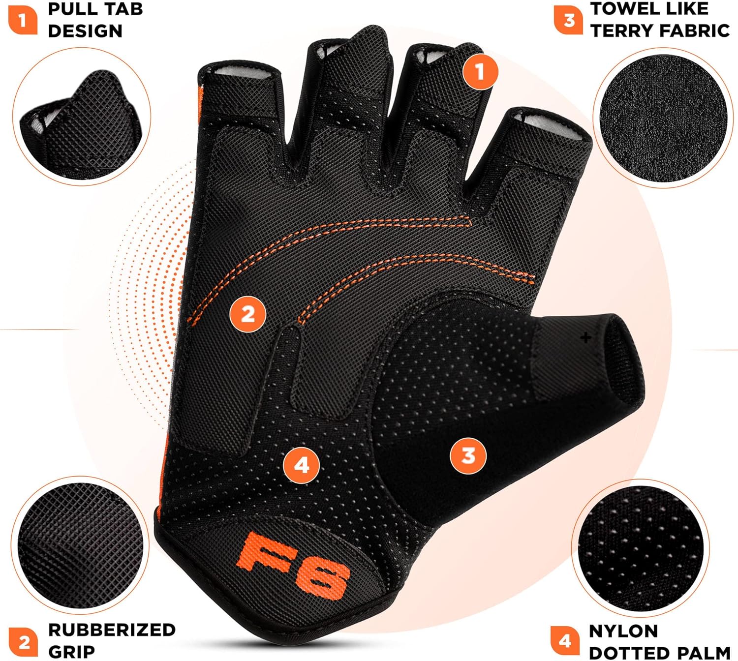 RDX Weight Lifting Gloves Gym Fitness Workout, Anti Slip Padded Palm Elasticated Strength Training Equipment Men Women Half Finger Exercise Bodybuilding Calisthenics Cycling Rowing Climbing - Image 4