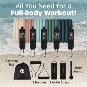 Retrospec Train Resistance Bands Set for Working Out – 5 Stackable Bands, Handles & Door Anchor – Portable Fitness Equipment for Physical Therapy & Yoga Includes Carry Bag