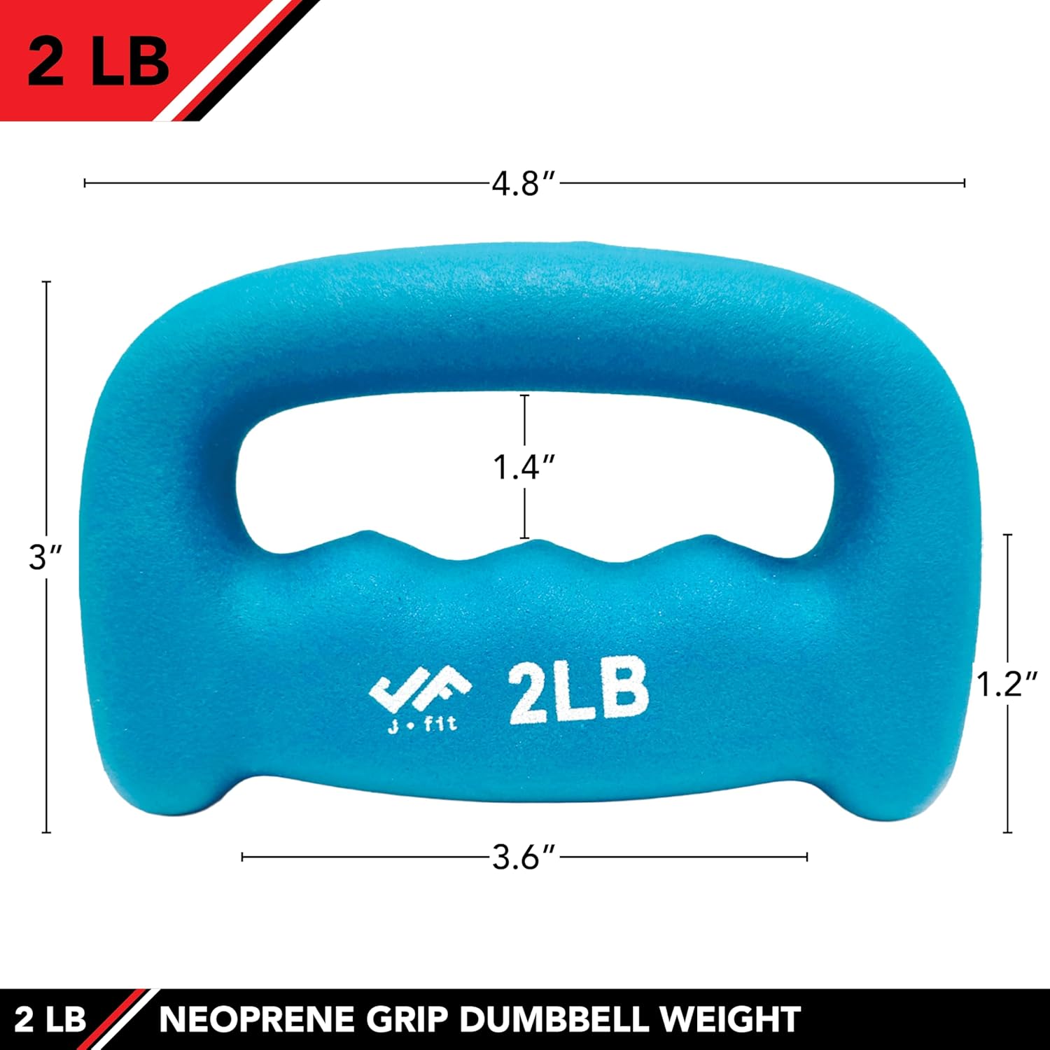 JFIT Neoprene D Grip Dumbbells - Single Weights 1LB-5LB - Premium Non-Slip, Hand Weights, Ergonomic Design - Image 2