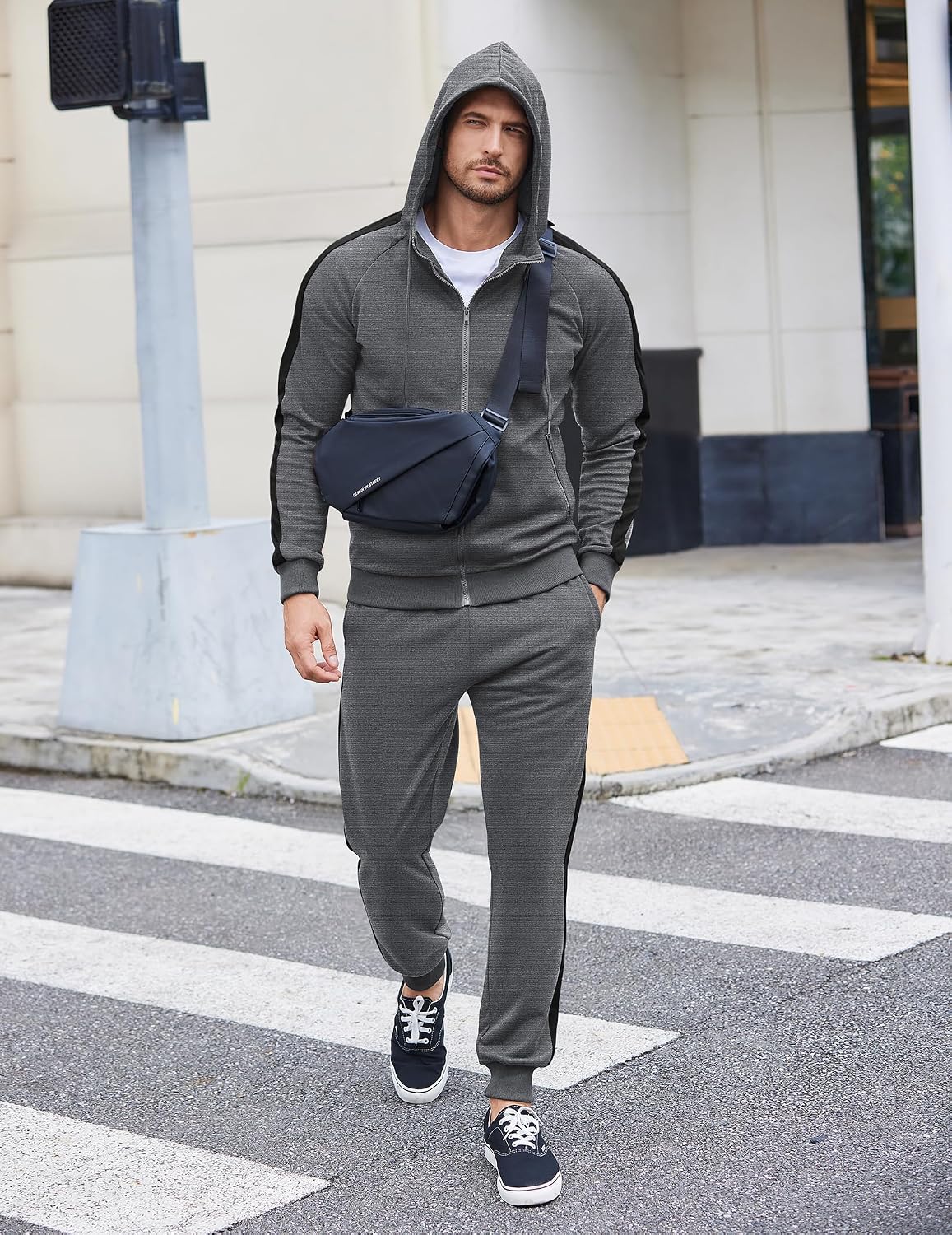 COOFANDY Tracksuit Mens with Zipper Pockets Full Zip Hoodie Sweatsuit 2 Pieces Running Jogging Sports Casual Sweat Suits - Image 3