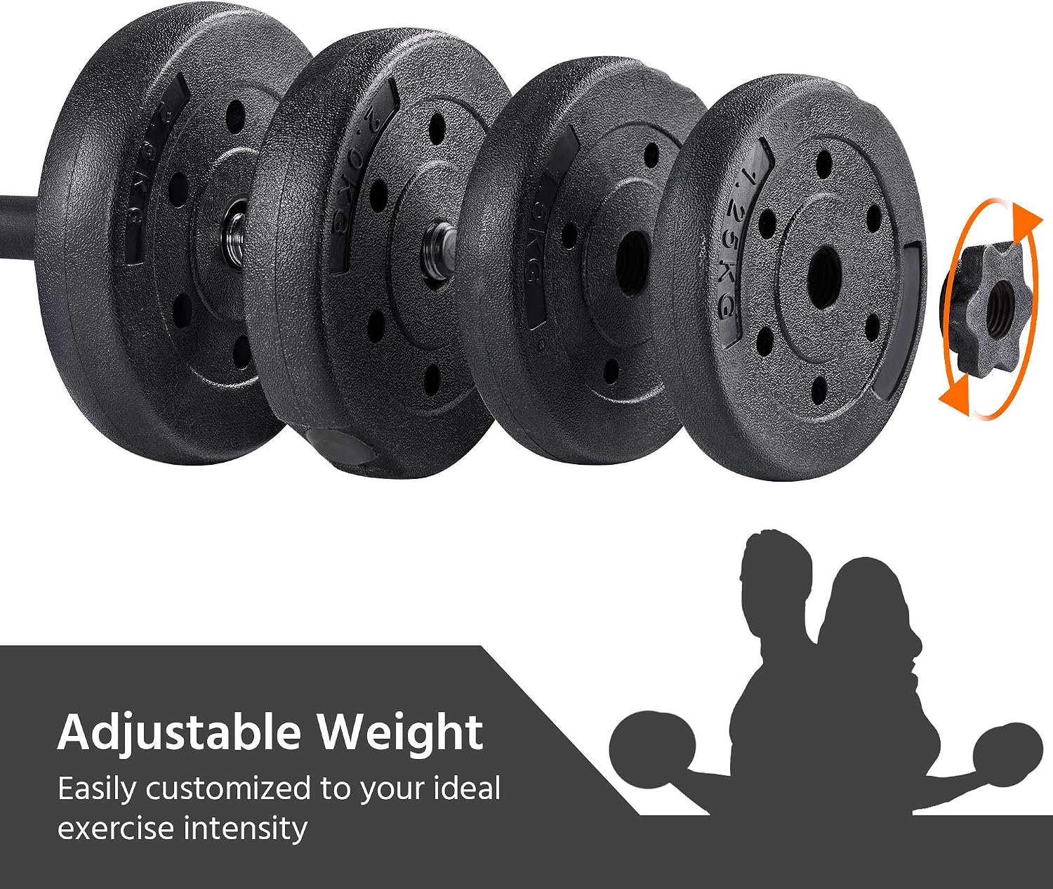 Yaheetech 66LB Weight Dumbbell Set Fitness Adjustable Cap Gym/Home Barbell Plates Body Workout for Women Men Strength Training Black - Image 6
