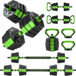 Garvee Adjustable Dumbbell Set, 44/66/88Lbs Free Weight Set with Connector, 4 in 1 Gym Set Used as Kettlebell, Dumbbell, Push up Stand, Weight Plate, Home Gym Weight Dumbbells Set, Fitness Exercises