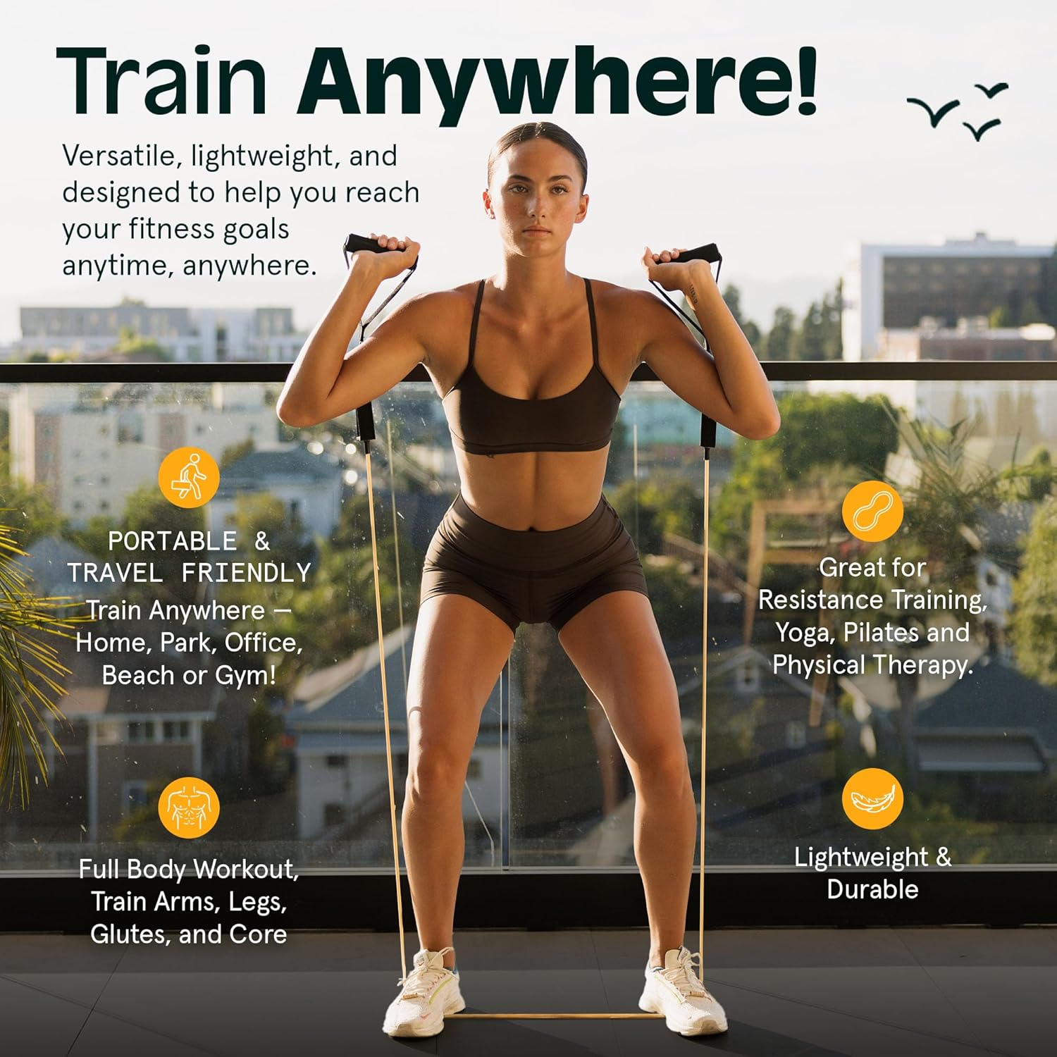 Retrospec Train Resistance Bands Set for Working Out - 5 Stackable Bands, Handles & Door Anchor - Portable Fitness Equipment for Physical Therapy & Yoga Includes Carry Bag - Image 3