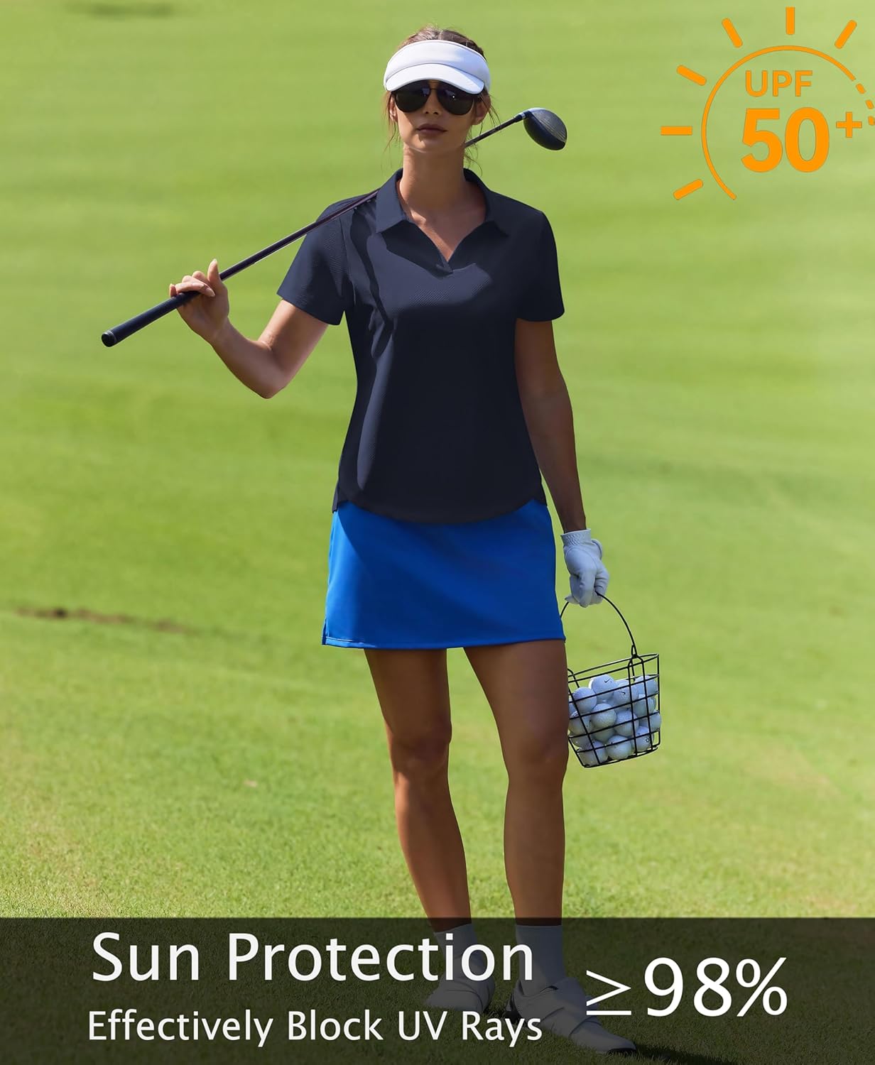 PINSPARK Womens Golf Shirt Short Sleeve Polo Shirts UPF 50+ Tennis Top V-Neck Workout Tops Collared Activewear T-Shirts - Image 4