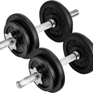 Yes4All Old School Adjustable Dumbbell Set with Weight Plates, Star Lock Collars/Connector, 40lbs to 200lbs Adjustable Weight Plates Set