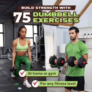75 Dumbbell Workout Cards – 3.5” x 2.5” Full Body Weight Training Exercise Deck – At-Home Fitness Guide for Men and Women – Get Stronger With 12 Pre-Made Strength Workouts