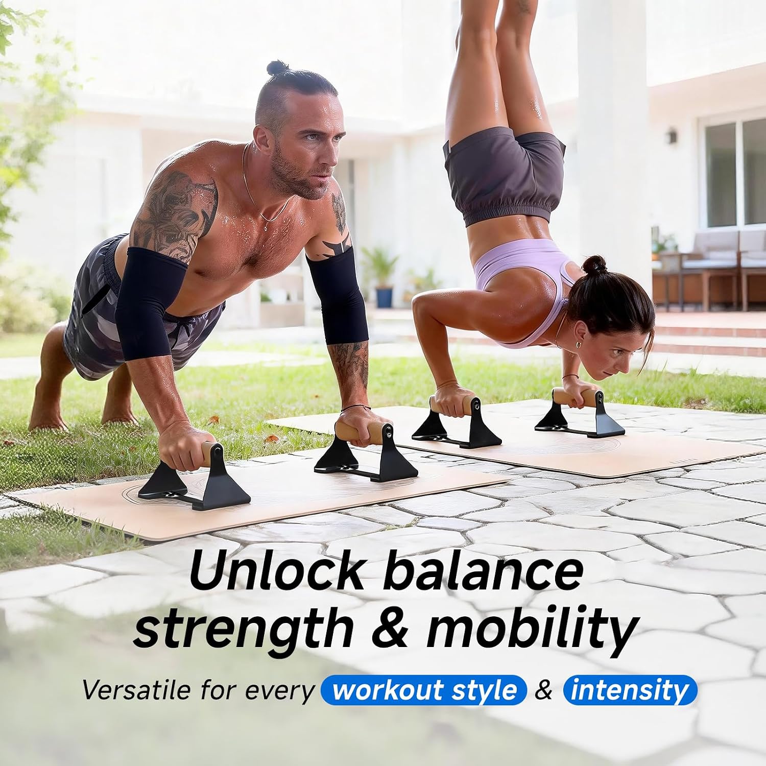 Rocalt Push Up Bars with Wooden Handles, Heavy Duty Steel Parallettes Push Up Handles, Anti-Slip Calisthenics Equipment for Home Gym, Wrist-Friendly Strength Training Bars - Image 8