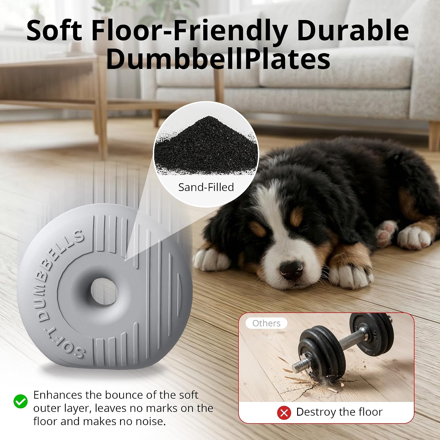 RYGEO Adjustable Dumbbell Set 22lb/44lb/66lb/80lbs Free Weights and Connector, Convert to Barbell, Kettlebells, All Floor Friendly Soft-shell Dumbbells, Home Gym Fitness for Men Women - Image 3