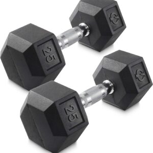 Philosophy Gym Rubber Coated Hex Dumbbell Hand Weights, Pairs