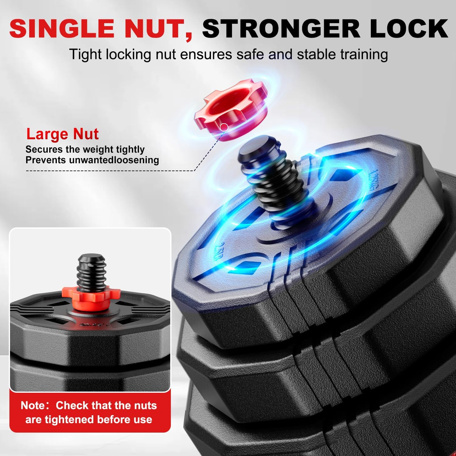 Adjustable dumbbell set, 20/30/45/70/90lbs Free Weight Set with Connector, 5 in1 Multi-Function Dumbbells Set Used as Barbell & Kettlebell, Push up Stand, Fitness for Home Gym Suitable Men/Women - Image 6