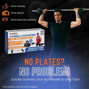 Dumbbell Barbell Converter – Dumbbell Converter Home Gym Equipment, for 1″ Standard Bars, Up to 250lb Capacity Barbell Adapters- Versatile Weight Lifting Set, Suitable for Men and Women